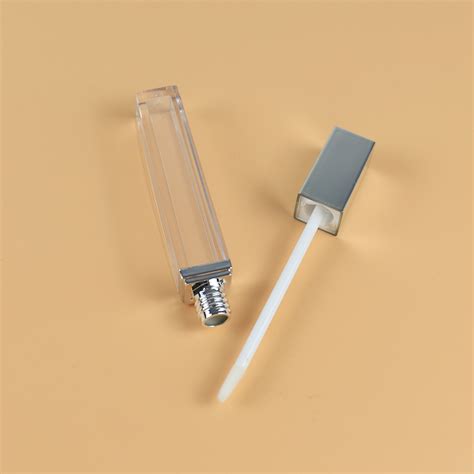 Square Empty Clear Lip Gloss Tubes With Lip Brush Ivorie