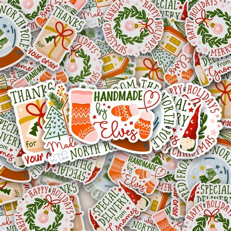 Christmas Thank You Stickers Set Of 21 Stickers Sticker Etsy