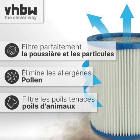 Vhbw Lot Filtres Cartouche Aspirateur Secs Ou Humides Remplacement