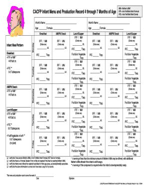 Cacfp Infant Menu Template Complete With Ease AirSlate SignNow