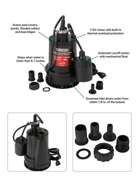 Ironton Submersible Pump W Float Switch Auto Onoff 1268 Gpm Pump Diamond Tool Store