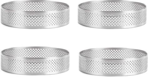 Amazon Hemoton Tart Pans 4Pcs Tart Rings 3in 3 5in Perforated