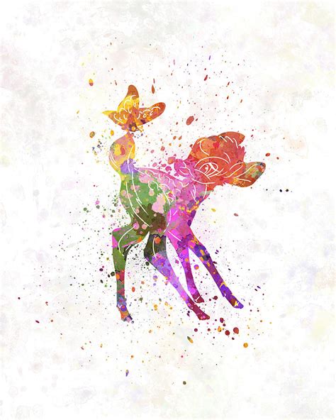 Bambi Watercolor Art Painting By Pablo Romero Fine Art America