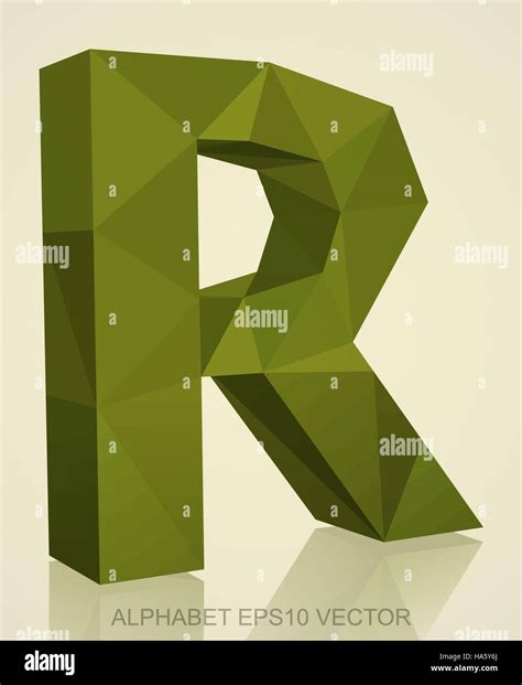 Abstract Khaki D Polygonal Uppercase Letter R With Reflection Low