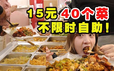 你敢信？15元东北自助盒饭！40个菜不限时！ 小食神叨叨 小食神叨叨 哔哩哔哩视频