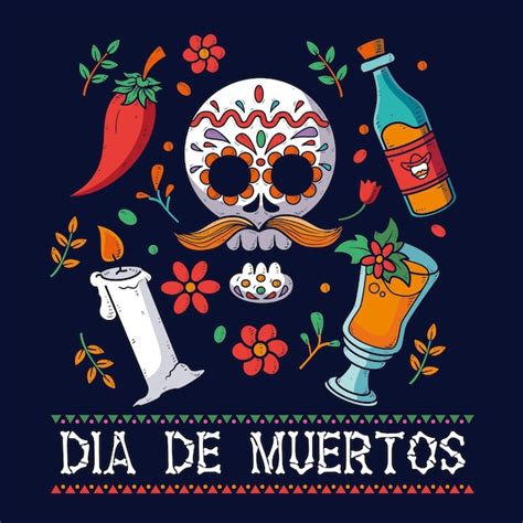 Fond De Dia De Muertos Dessiné à La Main Vecteur Gratuite