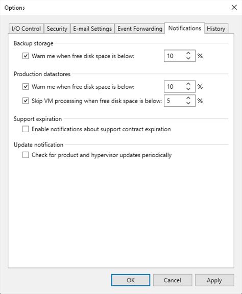 Specifying Other Notification Settings User Guide For Vmware Vsphere