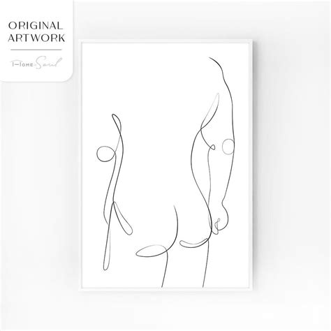 Mâle nu Naked Man One Line Art Nude Mans buttock Line Etsy France