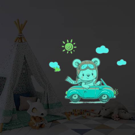 Stickers Mural Phosphorescents Lumineux Ourson 120x140cm Maisons Du Monde