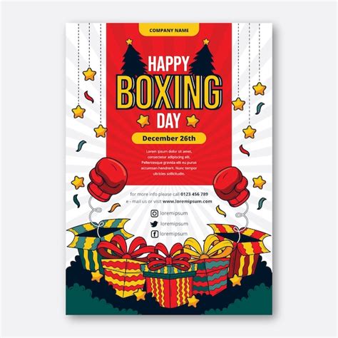 Free Vector Hand Drawn Boxing Day Vertical Poster Template