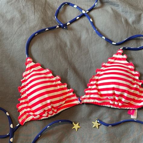 Victoria S Secret Swim Victorias Secret Red And White Striped Bikini With Polka Dot Accents