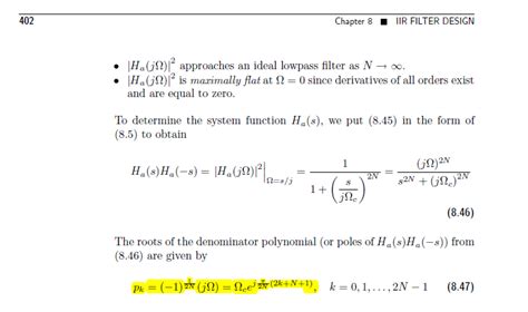 Pole locations of Butterworth filter - Signal Processing Stack Exchange