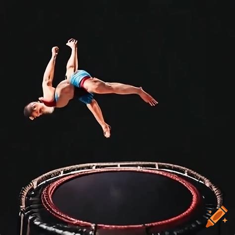 Male Gymnast Performing A Backflip On A Trampoline On Craiyon