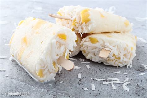 High Protein Low Fat Coconut Mango Ice Cream Bars - Lydi Out Loud