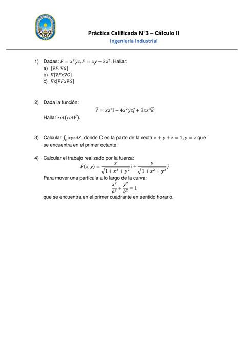 Pr Ctica Calificada C Lculo Ii Ing Industrial Aa Prctica Calificada