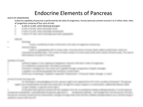 Solution Endocrine Functions Of Pancreas Studypool