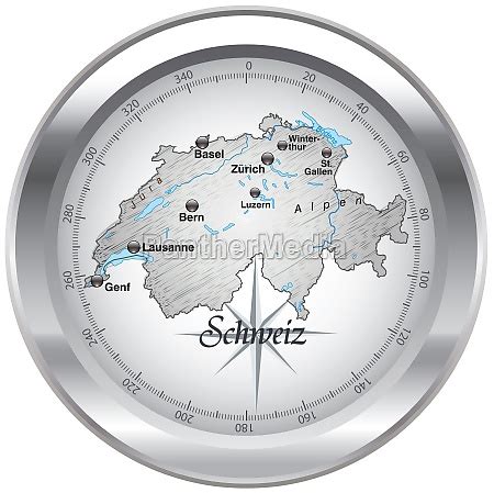 Kort Over Schweiz Som Et Oversigtskort I Chrom Stockphoto 10920646