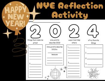 2024 New Year Reflection Activity By Samantha Condit TPT