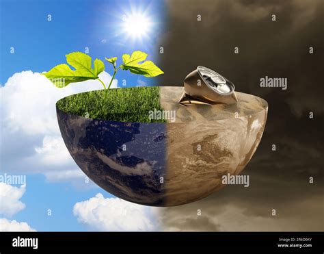 Environmental Pollution Collage Divided Into Clean And Contaminated