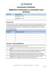 Assessment Templates And Sustainable Work Practices Greystone