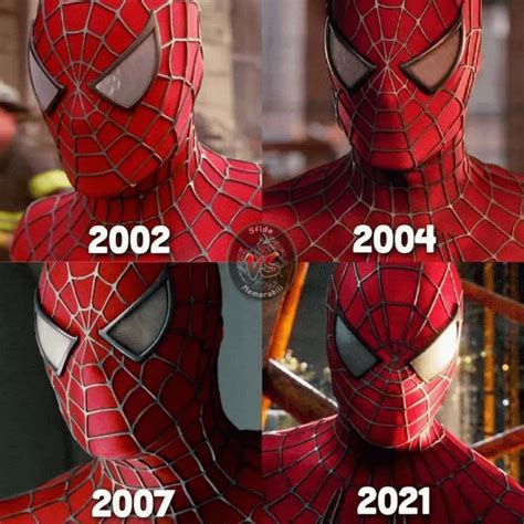 Tobey Maguire's Spider-Man costume over the years : Spiderman