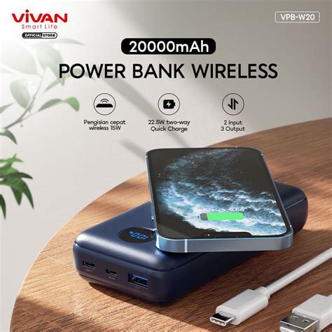 Jual Vivan Vpb W Powerbank Mah Wireless Charging Pd W Led