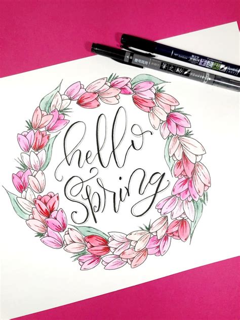 Spring Watercolor Wreath With Dual Brush Pens Tombow Usa Blog