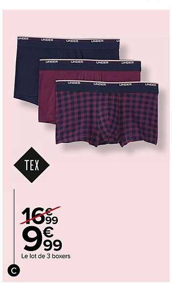 Promo Le Lot De 3 Boxers Tex Chez Carrefour ICatalogue Fr