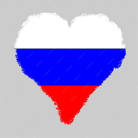 Premium Photo Russia Colorful Flag In Heart Shape With Brush Stroke Style Isolated On Grey