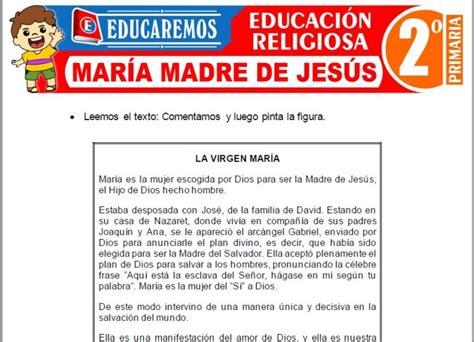 María Madre de Jesús para Segundo de Primaria Fichas GRATIS