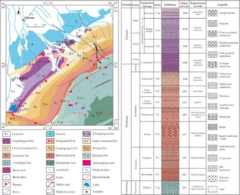 Geological Map And Generalized Stratigraphic Column Of The Studied