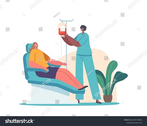 Blood Donation Concept Female Character Donate Stock Vector Royalty