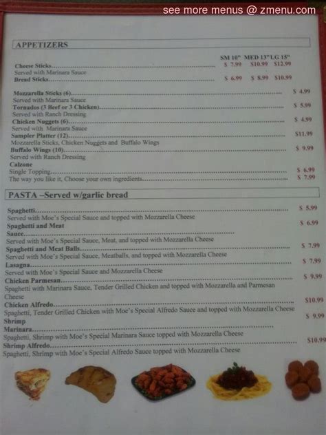 Menu at Moe's Pizza pizzeria, White Oak