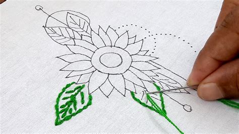 Hand Embroidery Sunflower Embroidery Fly Stitch Youtube