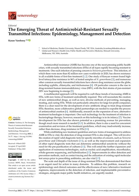 Pdf The Emerging Threat Of Antimicrobial Resistant Sexually