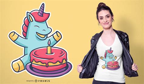 Unicorn Cartoon Cake T Shirt Design Vector Download