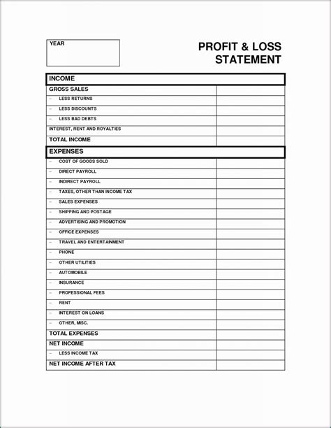 》Free Printable Profit And Loss Template For Self Employed