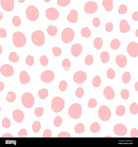 Seamless Neutral Polka Dots Pattern Gentle Pink Hand Drawn Circles On White Background