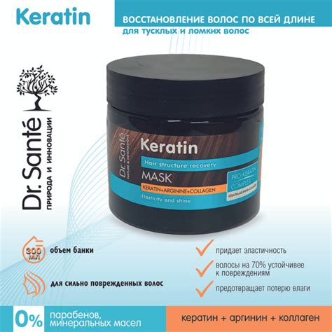 Dr Sante Keratin Маска для тусклых и ломких волос Восстановление