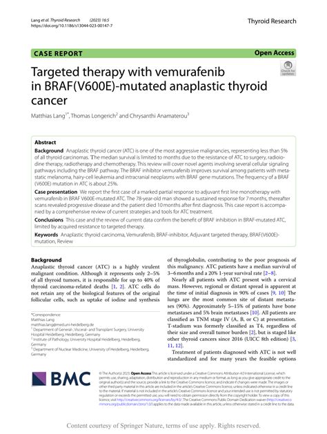 PDF Targeted Therapy With Vemurafenib In BRAF V600E Mutated