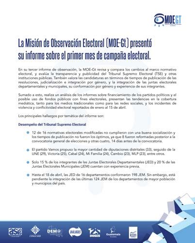 Comunicado La Misión de Observación Electoral de Guatemala MOE Gt