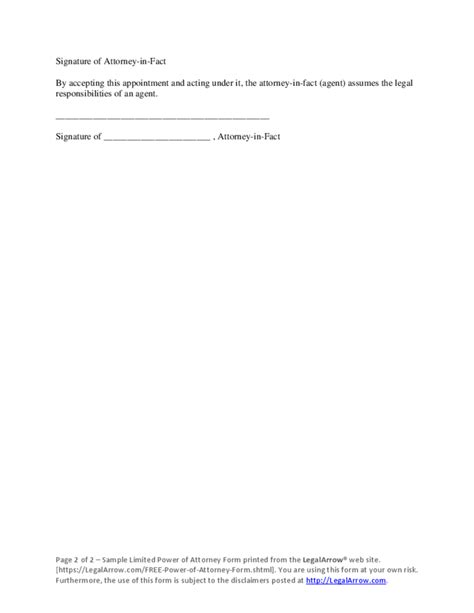 Limited Power Of Attorney Sample Form Free Download