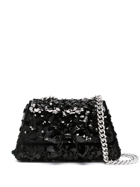 Self Portrait Mini Bow Sequin Embellished Bag Farfetch