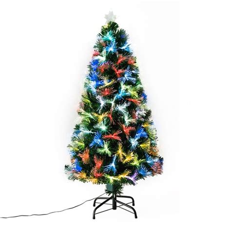 Homcom Ft Pre Lit Leg Base Pine Full Green Artificial Christmas Tree