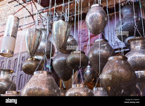 Moroccan Metal Lanterns Lamps In Marrakesh Souk Stock Photo Alamy