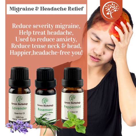 Migraine Headache Relief Essential Oil Set Green Herbology