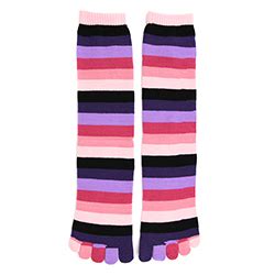 Pink Rainbow Stripe Toe Socks Foot Traffic