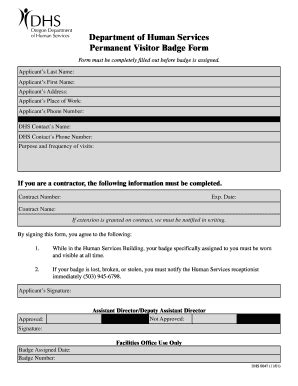 Fillable Online Apps State Or Permanent Visitor Badge Form Apps State