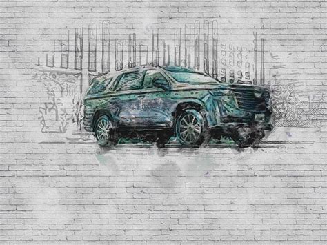 2022 Cadillac Escalade Exterior Gray American Cars Digital Art By