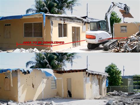 Before & after of a demolition for an illegal home addition